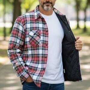 Vintage Van Heusen Winter Weights 80s 90s Quilted Insulated Plaid Flannel Shirt